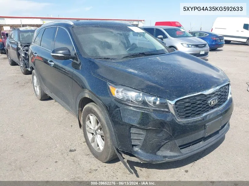 2019 Kia Sorento 2.4L Lx VIN: 5XYPG4A35KG592633 Lot: 39652276