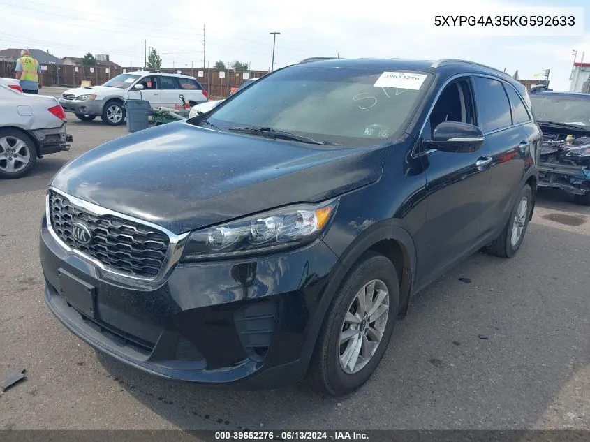 2019 Kia Sorento 2.4L Lx VIN: 5XYPG4A35KG592633 Lot: 39652276