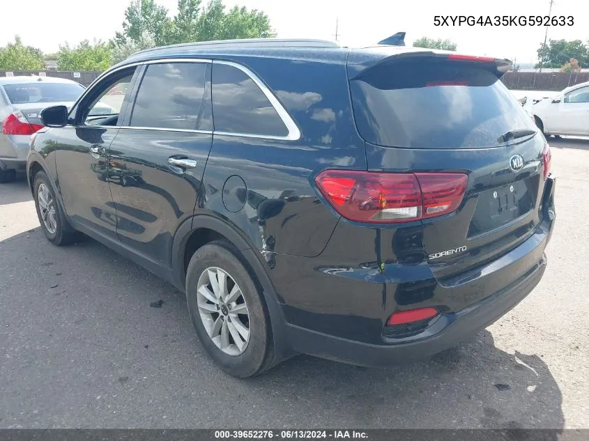 5XYPG4A35KG592633 2019 Kia Sorento 2.4L Lx