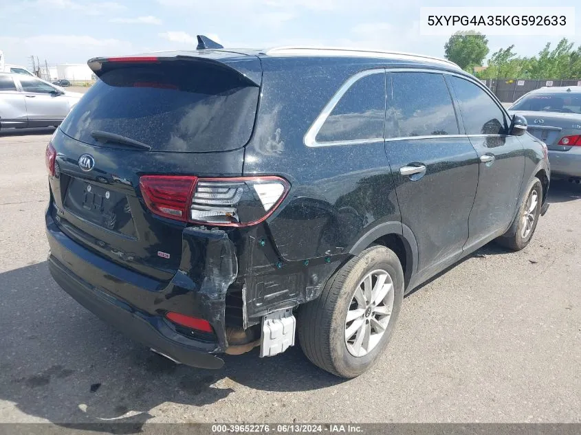 2019 Kia Sorento 2.4L Lx VIN: 5XYPG4A35KG592633 Lot: 39652276