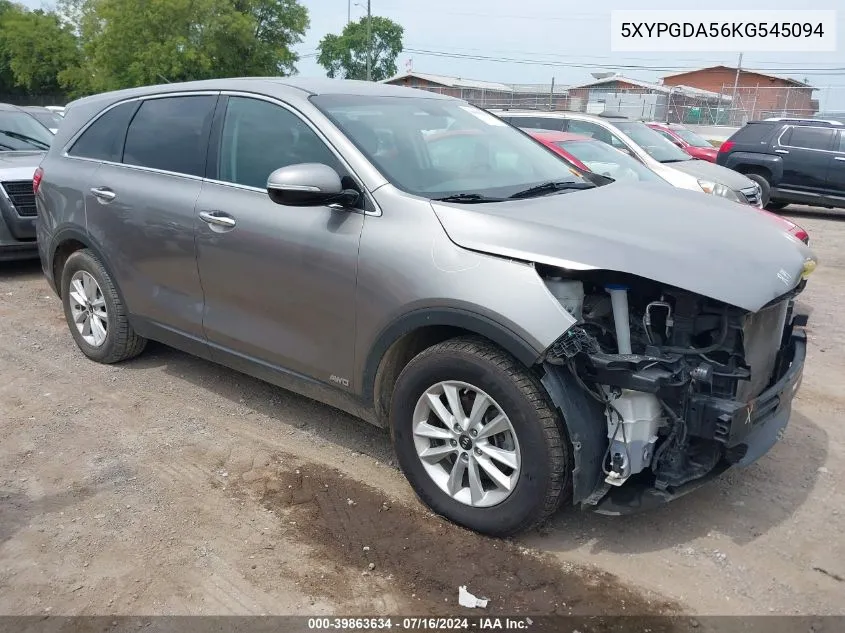 2019 Kia Sorento 3.3L Lx VIN: 5XYPGDA56KG545094 Lot: 39863634