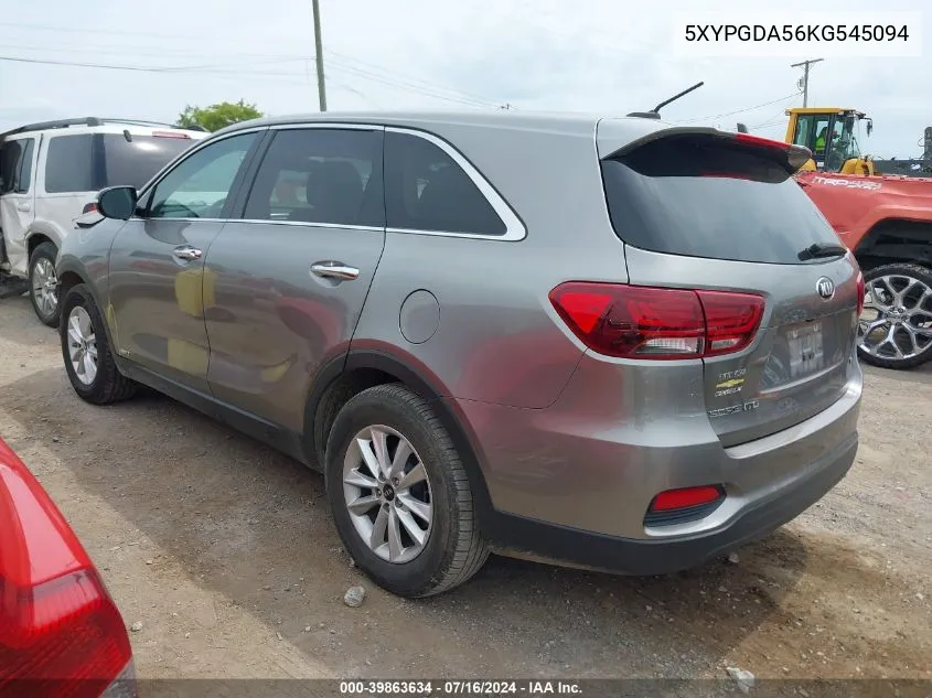 2019 Kia Sorento 3.3L Lx VIN: 5XYPGDA56KG545094 Lot: 39863634