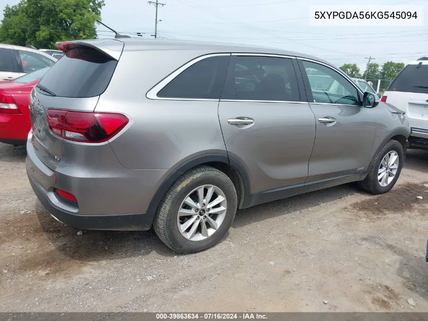 2019 Kia Sorento 3.3L Lx VIN: 5XYPGDA56KG545094 Lot: 39863634