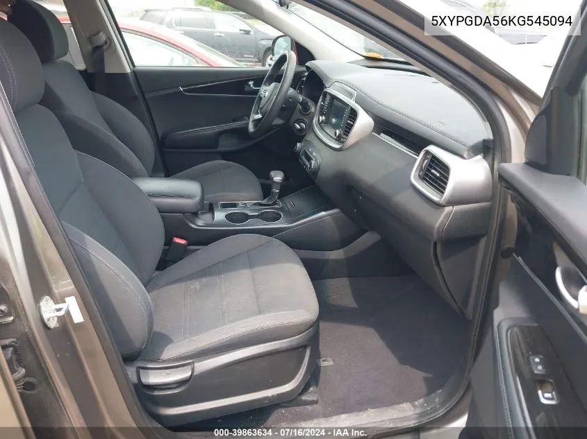 2019 Kia Sorento 3.3L Lx VIN: 5XYPGDA56KG545094 Lot: 39863634