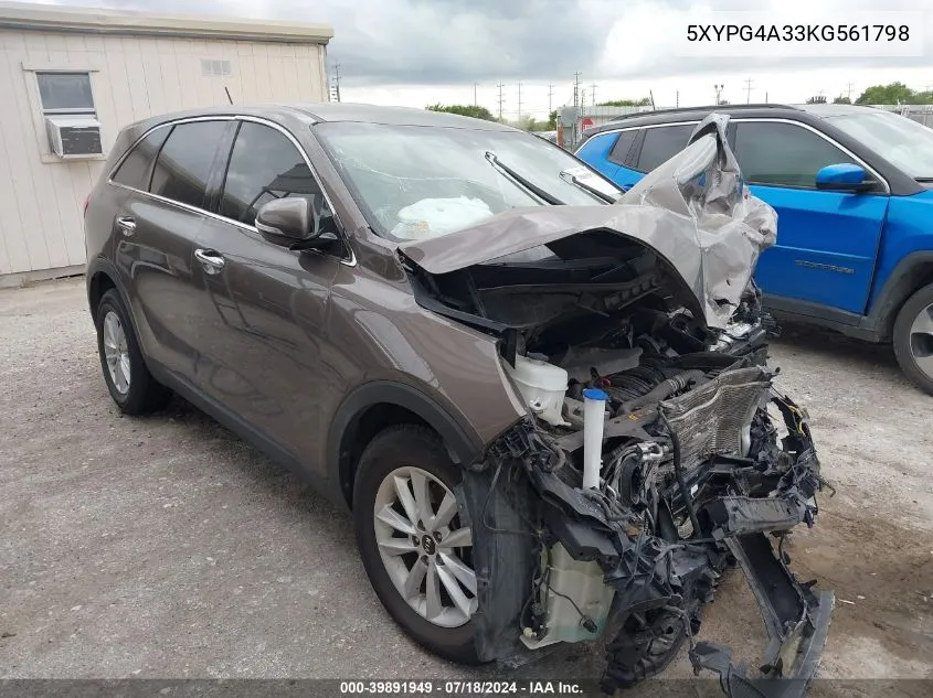 5XYPG4A33KG561798 2019 Kia Sorento 2.4L Lx