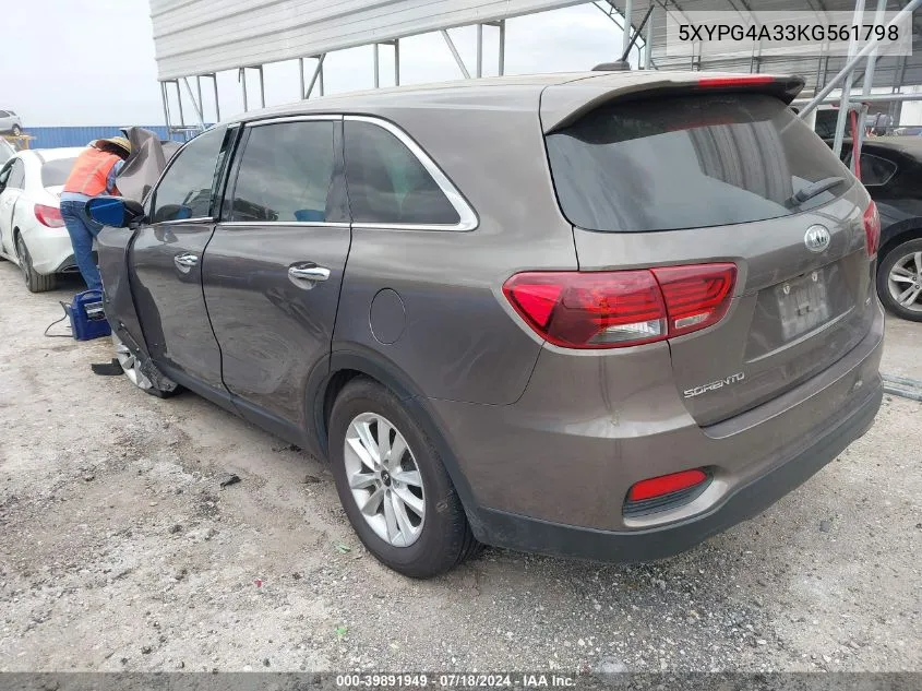 5XYPG4A33KG561798 2019 Kia Sorento 2.4L Lx