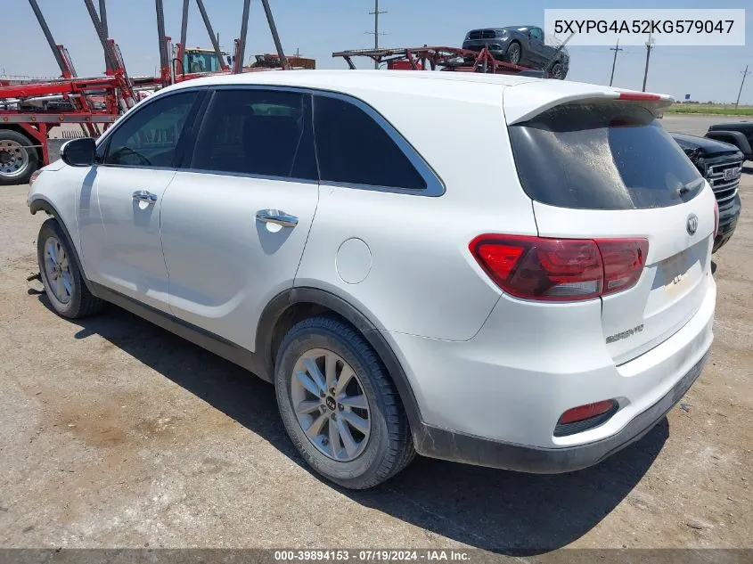 5XYPG4A52KG579047 2019 Kia Sorento 3.3L Lx