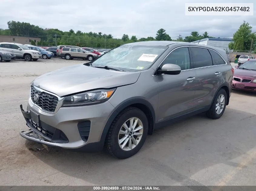 2019 Kia Sorento 3.3L Lx VIN: 5XYPGDA52KG457482 Lot: 39924959