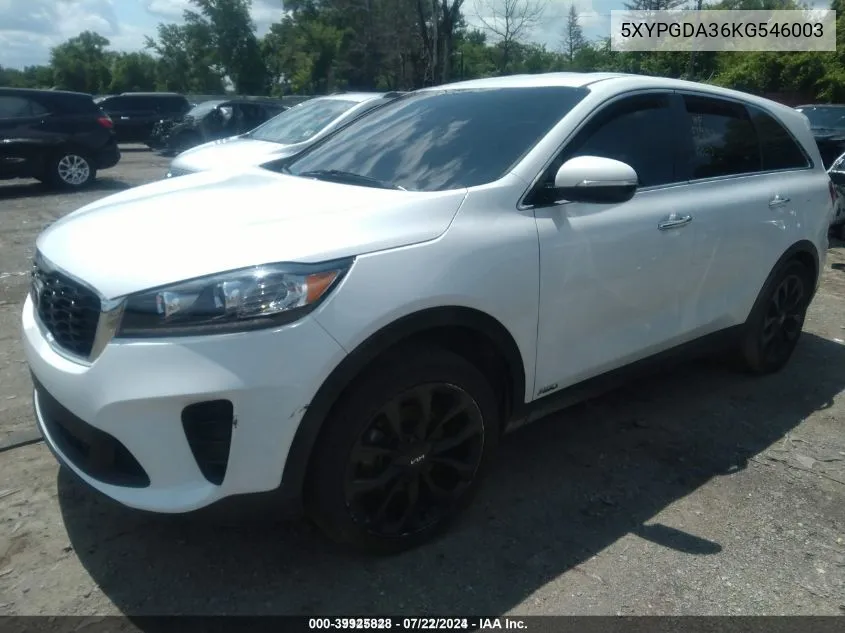 2019 Kia Sorento 2.4L Lx VIN: 5XYPGDA36KG546003 Lot: 39925828