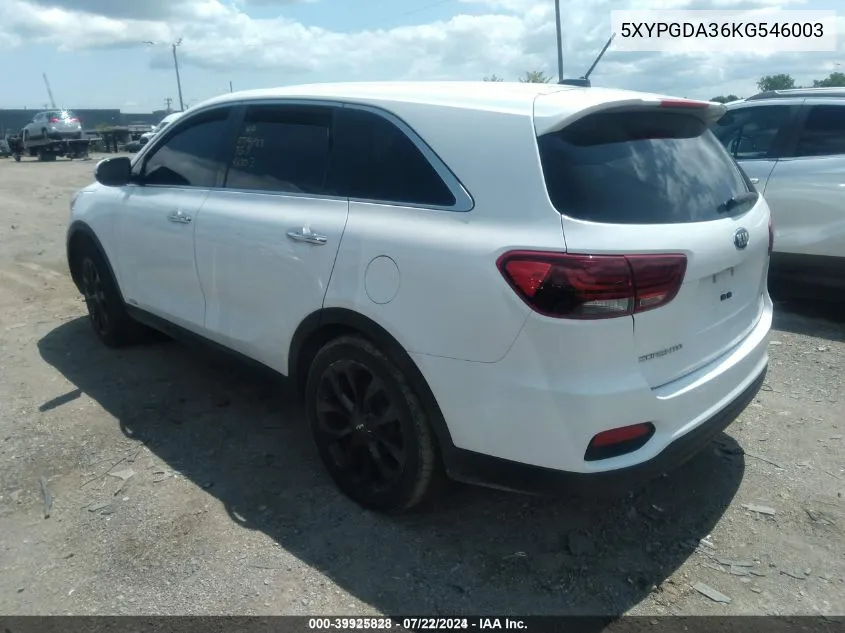 5XYPGDA36KG546003 2019 Kia Sorento 2.4L Lx