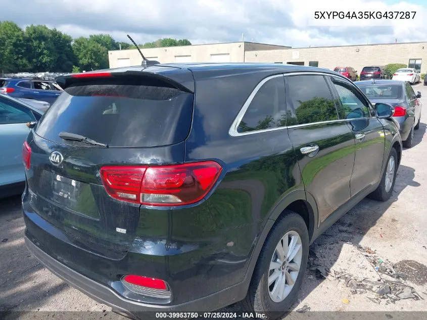 2019 Kia Sorento 2.4L L VIN: 5XYPG4A35KG437287 Lot: 39953750