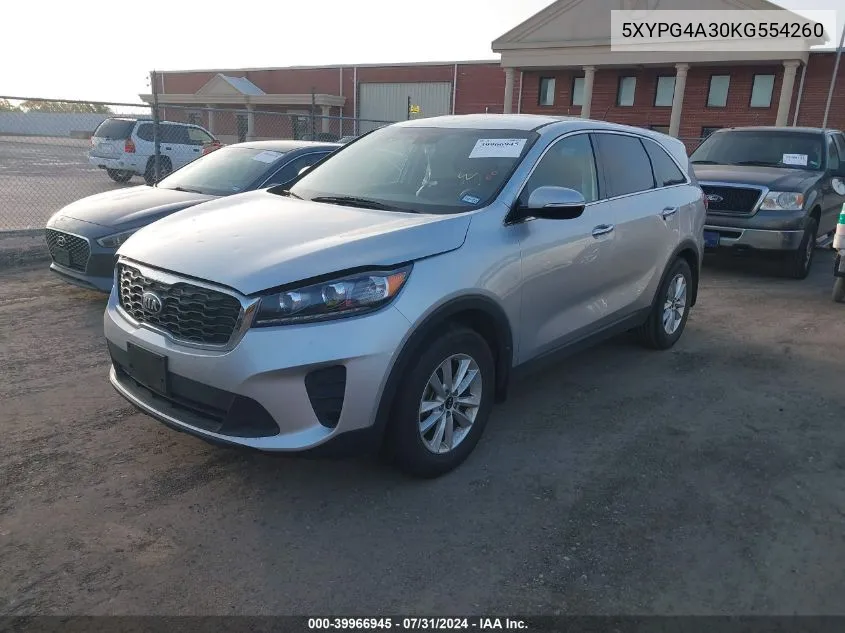 5XYPG4A30KG554260 2019 Kia Sorento 2.4L Lx