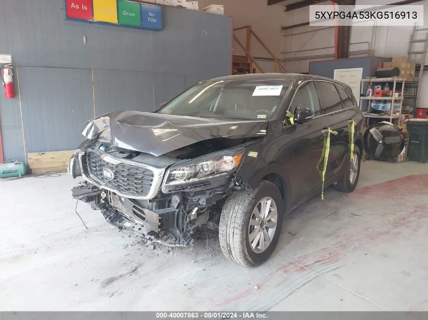 2019 Kia Sorento 3.3L Lx VIN: 5XYPG4A53KG516913 Lot: 40007863