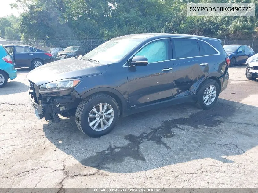 2019 Kia Sorento 3.3L Lx VIN: 5XYPGDA58KG490776 Lot: 40008149