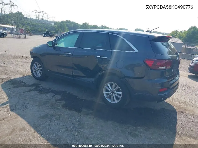 5XYPGDA58KG490776 2019 Kia Sorento 3.3L Lx