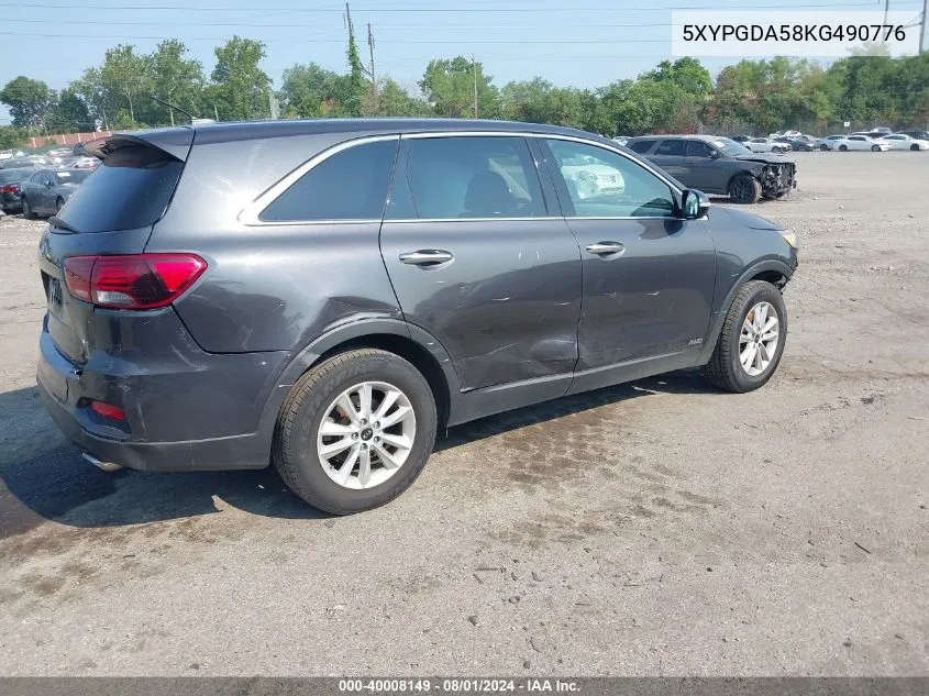 5XYPGDA58KG490776 2019 Kia Sorento 3.3L Lx