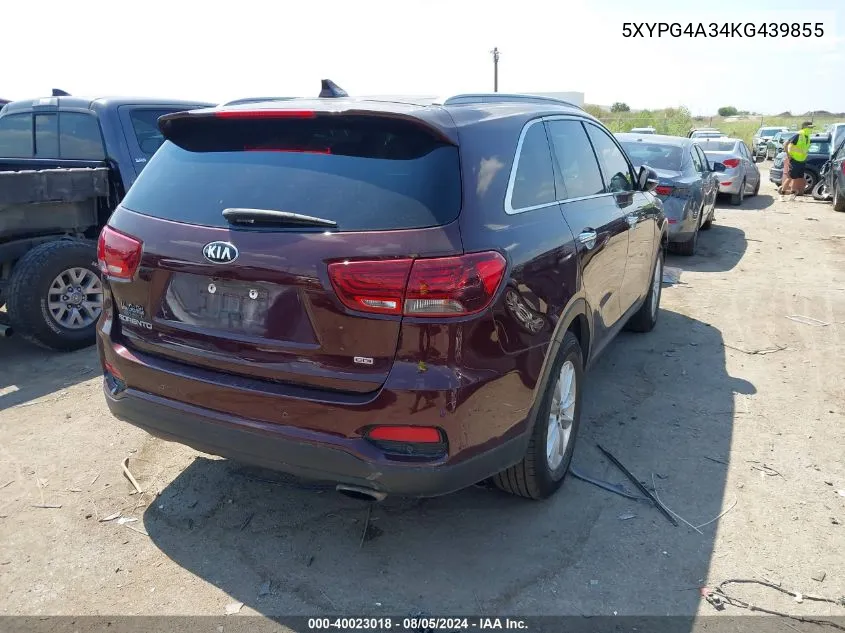 5XYPG4A34KG439855 2019 Kia Sorento 2.4L Lx