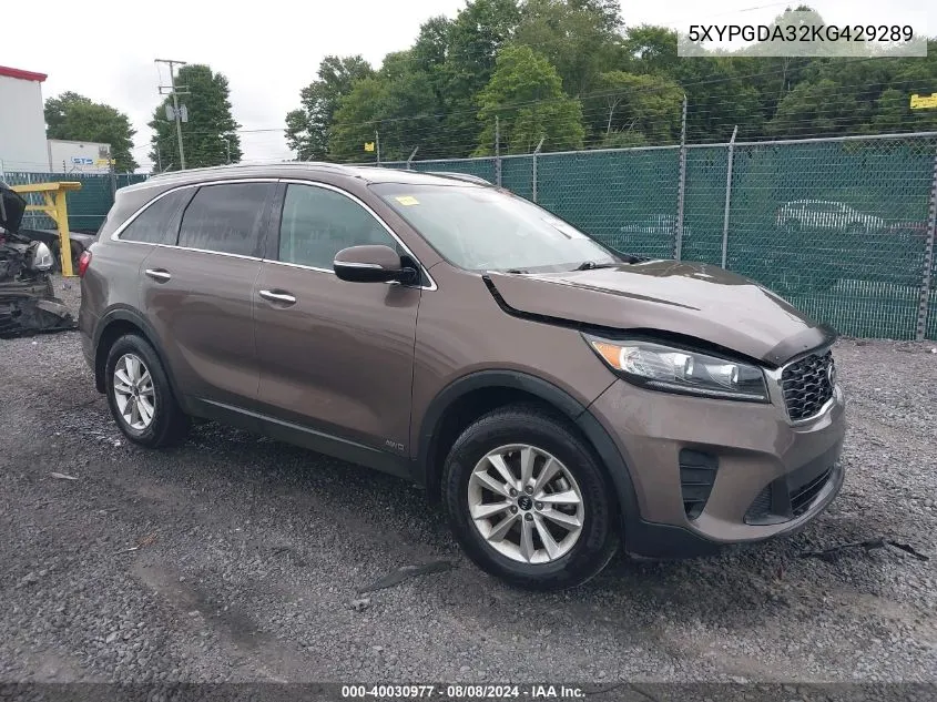 5XYPGDA32KG429289 2019 Kia Sorento 2.4L Lx