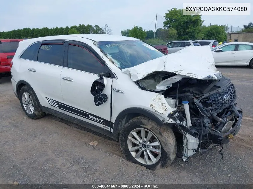 5XYPGDA3XKG574080 2019 Kia Sorento 2.4L Lx