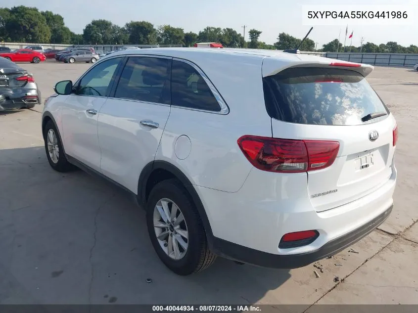 2019 Kia Sorento 3.3L Lx VIN: 5XYPG4A55KG441986 Lot: 40044934