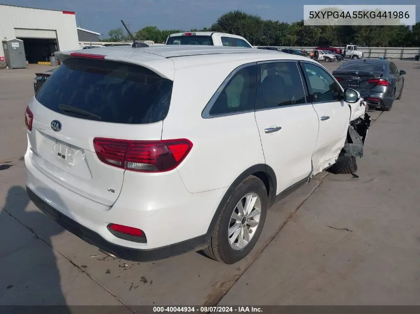 2019 Kia Sorento 3.3L Lx VIN: 5XYPG4A55KG441986 Lot: 40044934