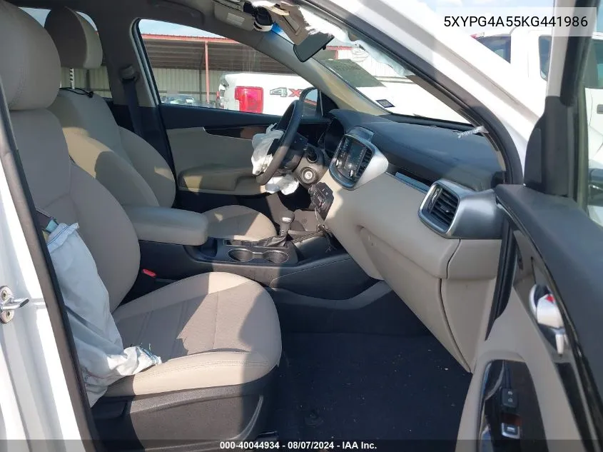 2019 Kia Sorento 3.3L Lx VIN: 5XYPG4A55KG441986 Lot: 40044934