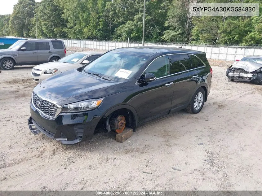 2019 Kia Sorento 2.4L L VIN: 5XYPG4A30KG584830 Lot: 40052295