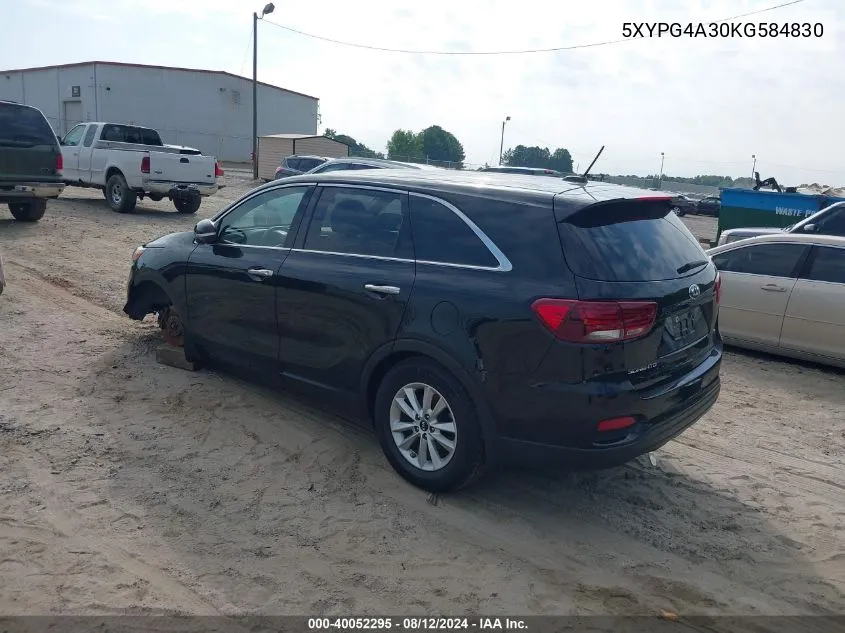 2019 Kia Sorento 2.4L L VIN: 5XYPG4A30KG584830 Lot: 40052295