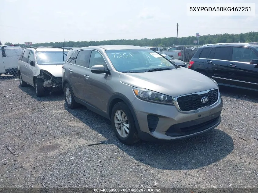 5XYPGDA50KG467251 2019 Kia Sorento 3.3L Lx