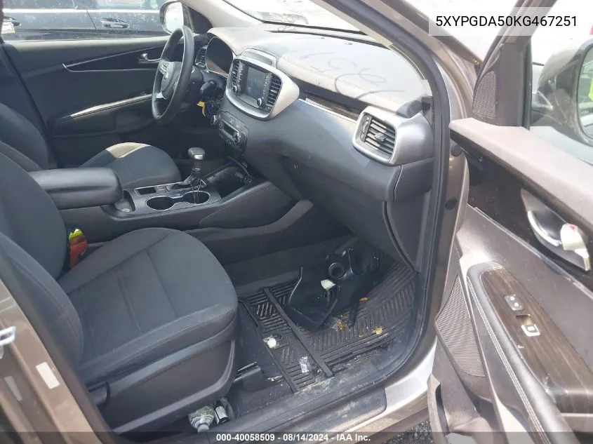 5XYPGDA50KG467251 2019 Kia Sorento 3.3L Lx