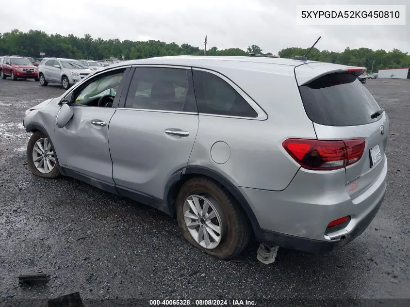 5XYPGDA52KG450810 2019 Kia Sorento 3.3L Lx