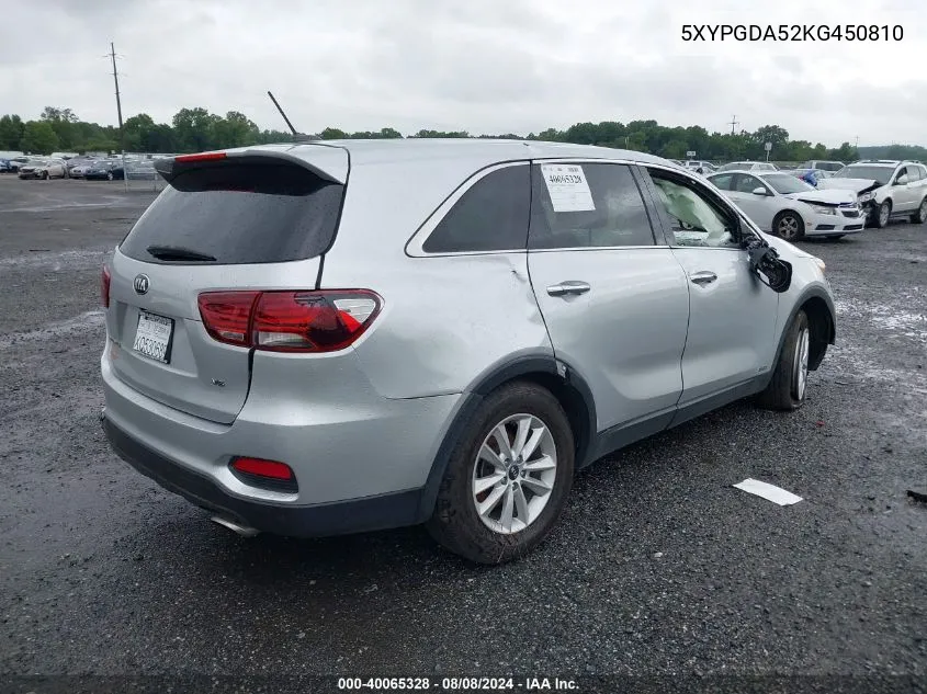 5XYPGDA52KG450810 2019 Kia Sorento 3.3L Lx