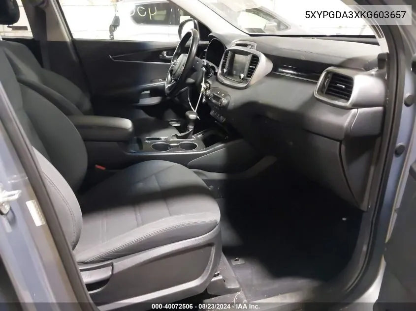 5XYPGDA3XKG603657 2019 Kia Sorento 2.4L Lx