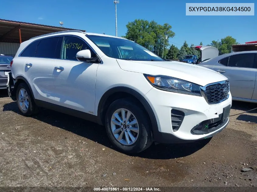 5XYPGDA38KG434500 2019 Kia Sorento 2.4L Lx