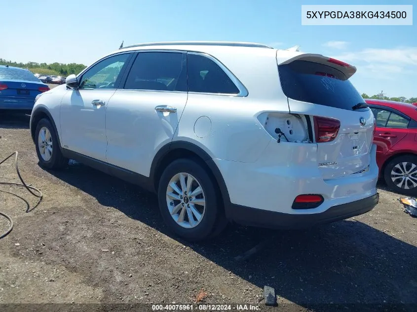 5XYPGDA38KG434500 2019 Kia Sorento 2.4L Lx