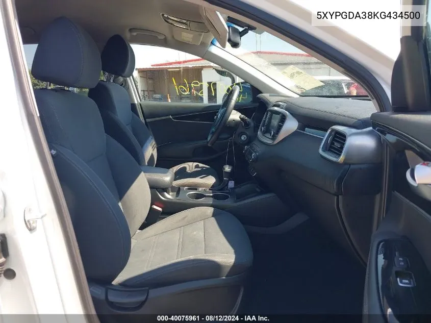 5XYPGDA38KG434500 2019 Kia Sorento 2.4L Lx