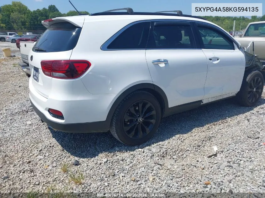 2019 Kia Sorento 3.3L S VIN: 5XYPG4A58KG594135 Lot: 40076714