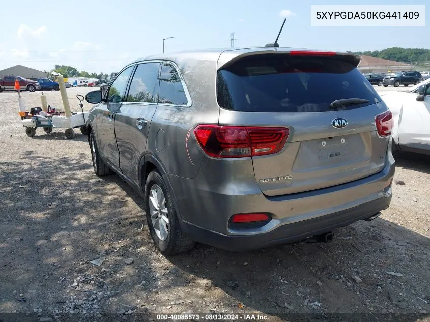 2019 Kia Sorento 3.3L Lx VIN: 5XYPGDA50KG441409 Lot: 40085573