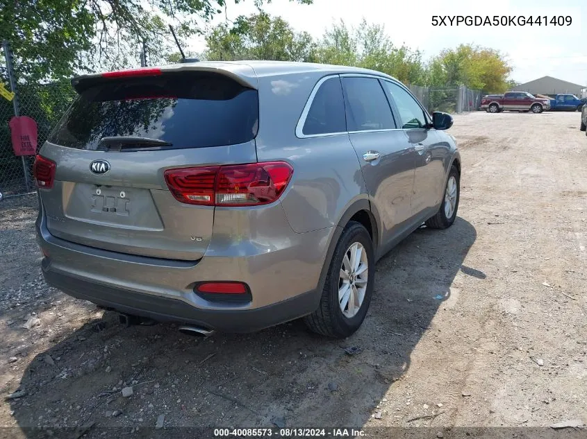 2019 Kia Sorento 3.3L Lx VIN: 5XYPGDA50KG441409 Lot: 40085573