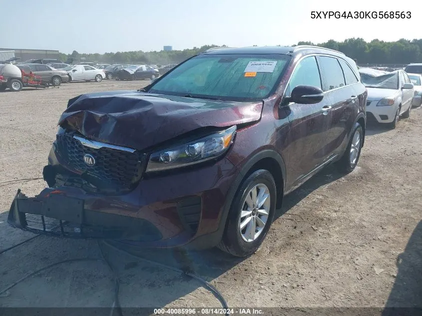 2019 Kia Sorento 2.4L Lx VIN: 5XYPG4A30KG568563 Lot: 40085996