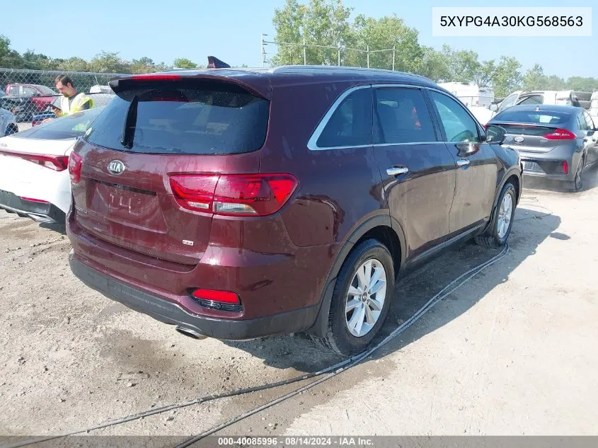 5XYPG4A30KG568563 2019 Kia Sorento 2.4L Lx