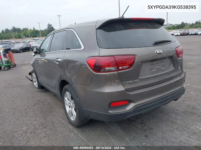 5XYPGDA39KG538395 2019 Kia Sorento 2.4L Lx