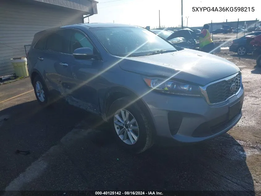 2019 Kia Sorento 2.4L L VIN: 5XYPG4A36KG598215 Lot: 40125142