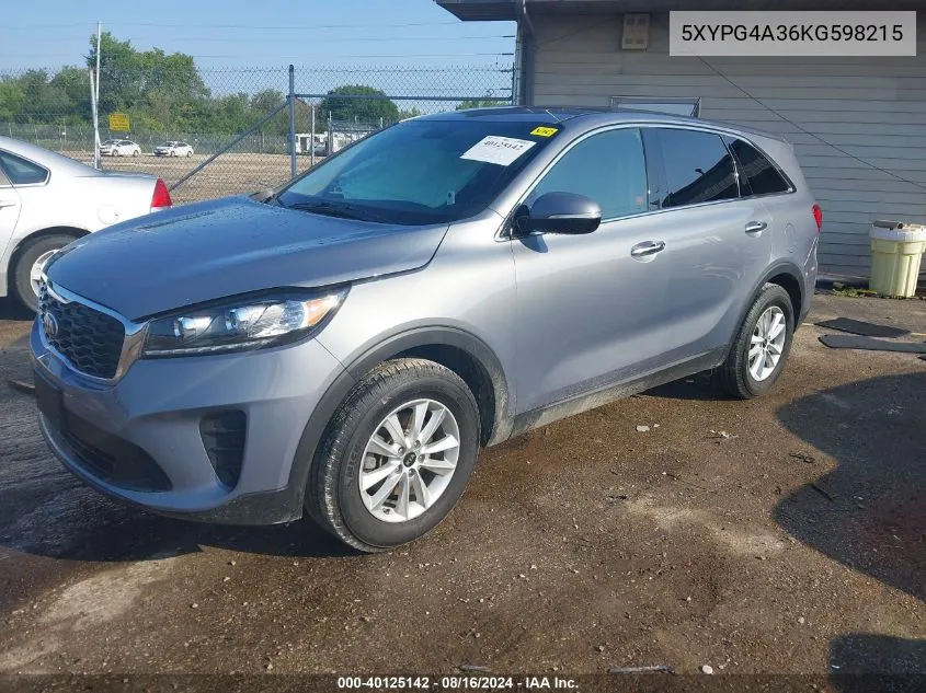 2019 Kia Sorento 2.4L L VIN: 5XYPG4A36KG598215 Lot: 40125142