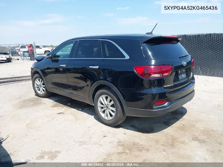 2019 Kia Sorento Lx/S VIN: 5XYPG4A52KG465436 Lot: 40126933