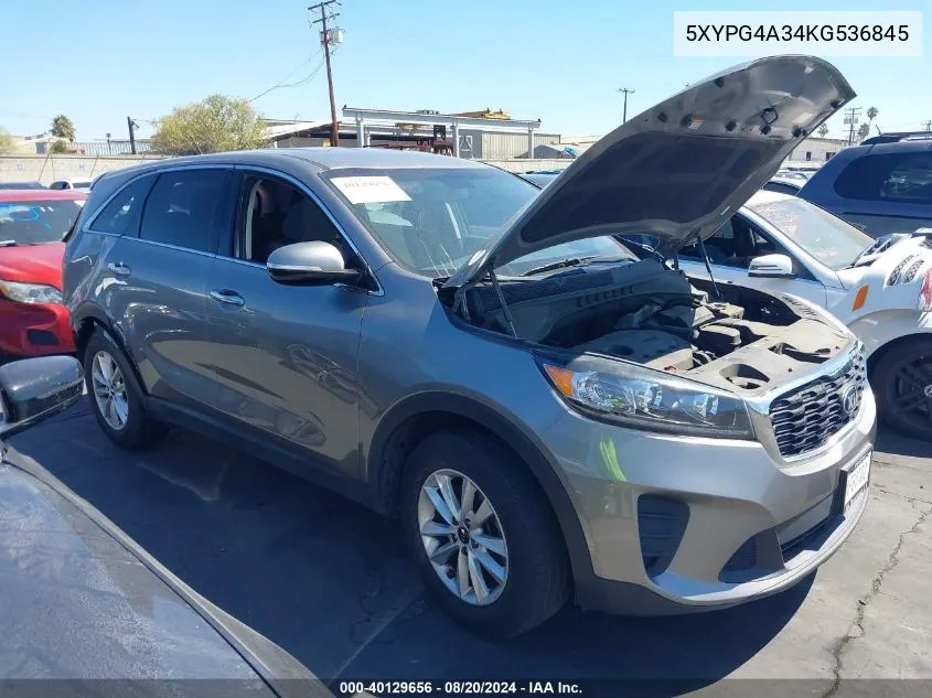 5XYPG4A34KG536845 2019 Kia Sorento 2.4L Lx