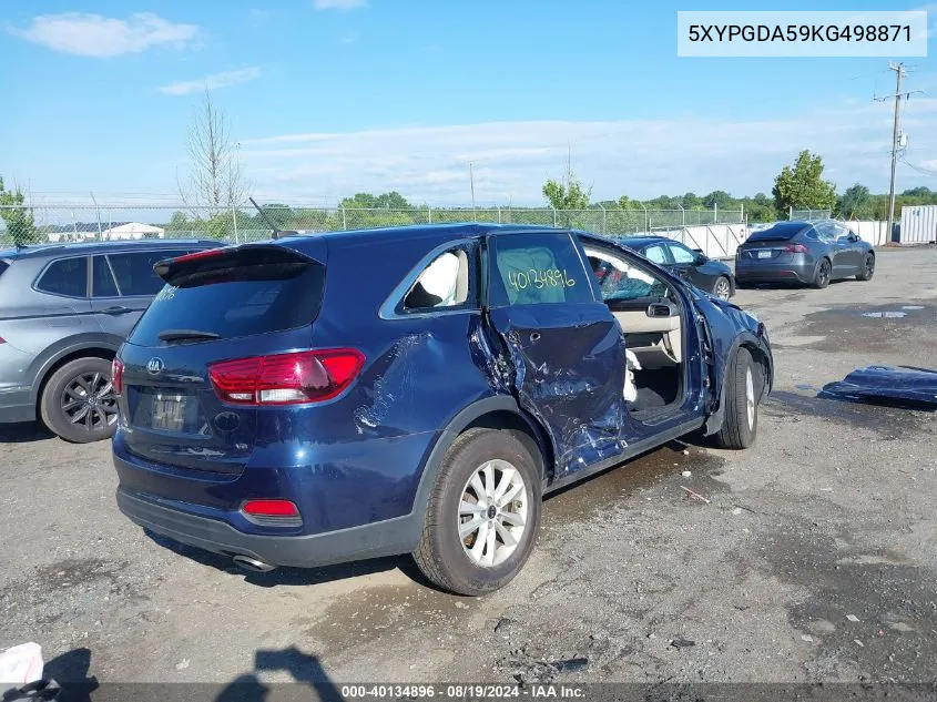 2019 Kia Sorento 3.3L Lx VIN: 5XYPGDA59KG498871 Lot: 40134896