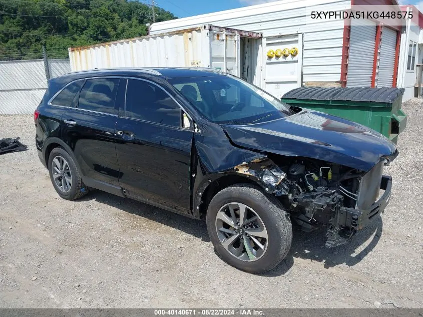 2019 Kia Sorento 3.3L Ex VIN: 5XYPHDA51KG448575 Lot: 40140671