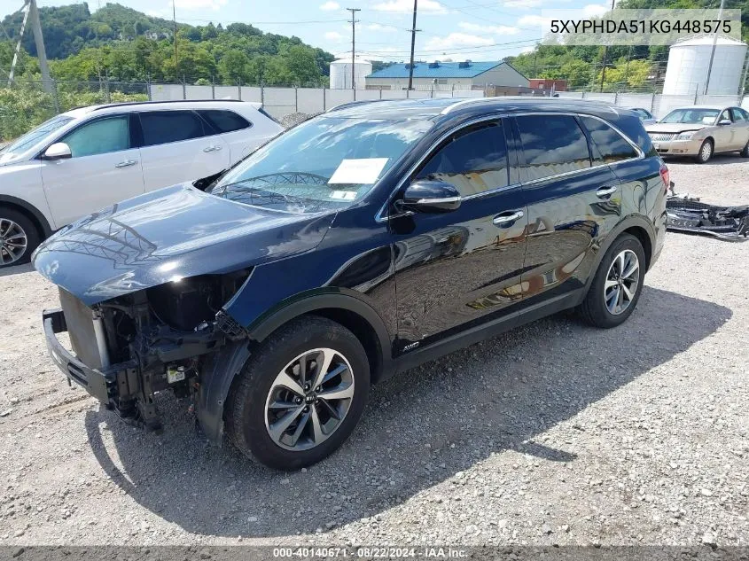 2019 Kia Sorento 3.3L Ex VIN: 5XYPHDA51KG448575 Lot: 40140671