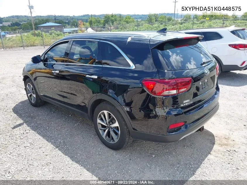 5XYPHDA51KG448575 2019 Kia Sorento 3.3L Ex